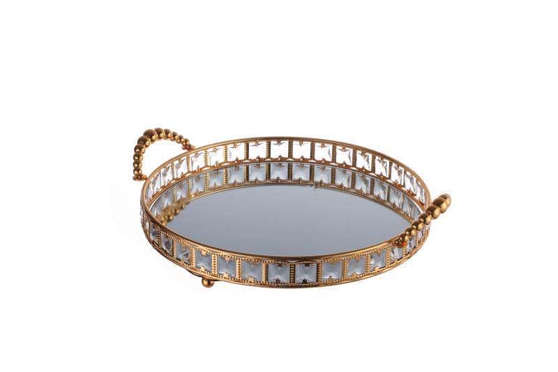 Spiegeldienblad diamant rond goud S