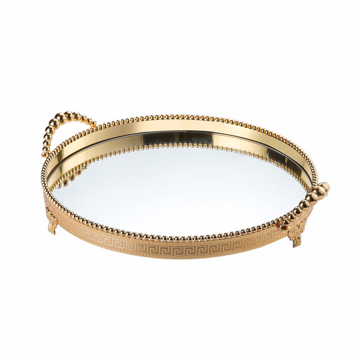Spiegeldienblad rond ver design goud