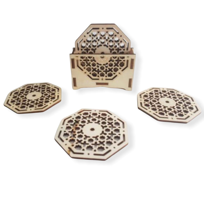 Bamboe onderzetters, achthoek, (6stuks)