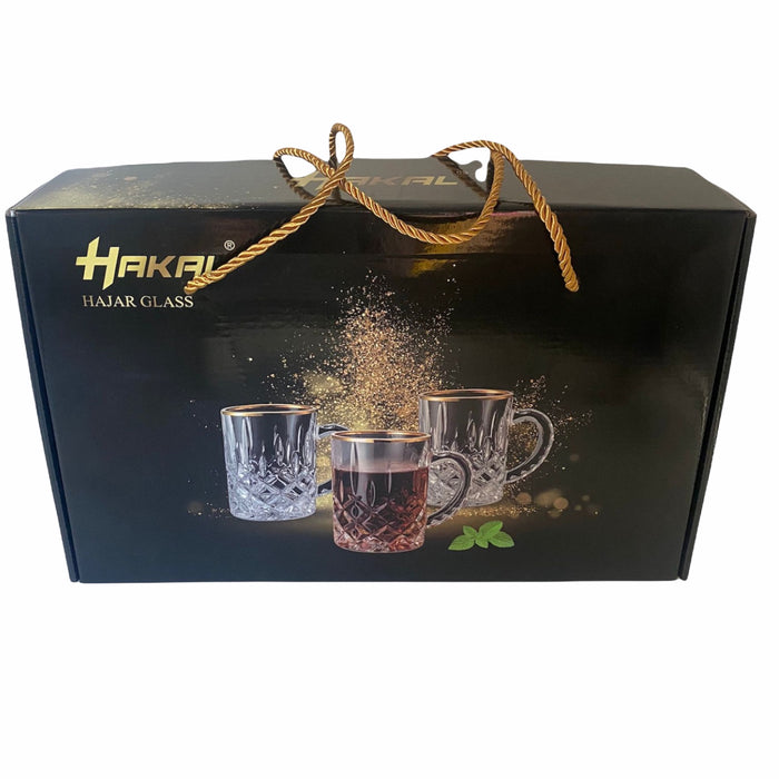 Luxe Theeglas met oortje en gouden rand (6stuks)
