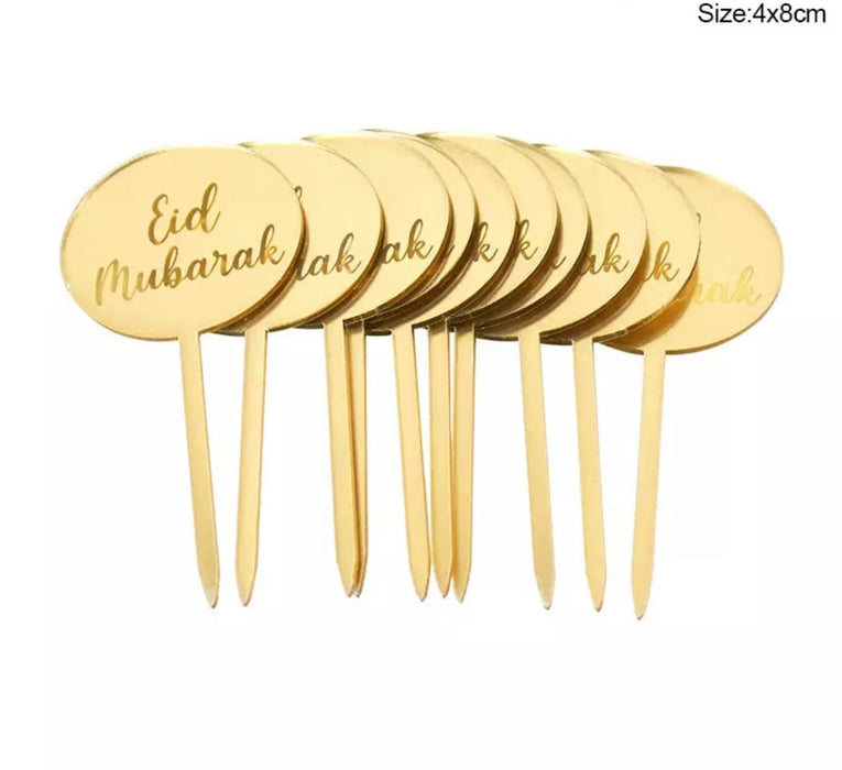 Eid mubarak cake toppers (8 stuks)