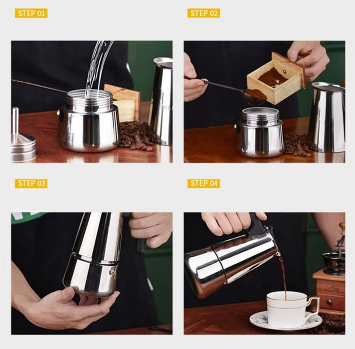 Percolator - Espressomaker - koffiezetapparaat - 4 Kops - RVS