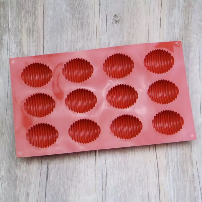 siliconen ovale vorm met streepjes, bakvormpjes - 12