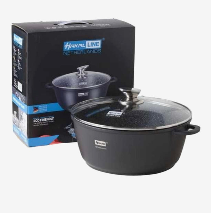 Marmer soep/braadpan - Met glazen deksel - H - zwart - 36 CM