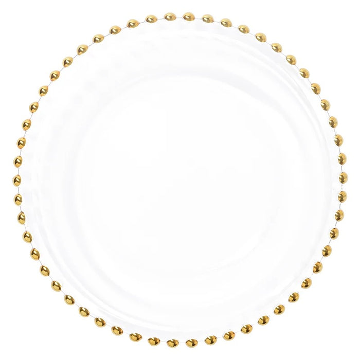 Glazen onderbord met gouden parels , Serveerbord Ø 32cm