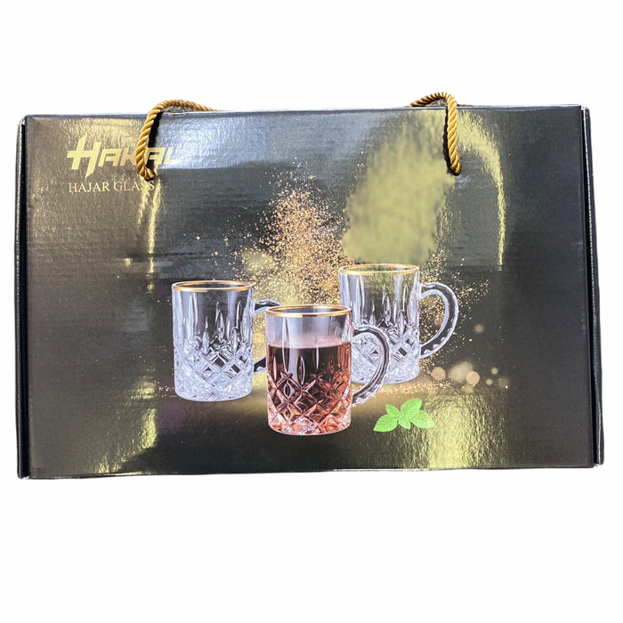 Luxe Theeglas met oortje en gouden rand (6stuks)