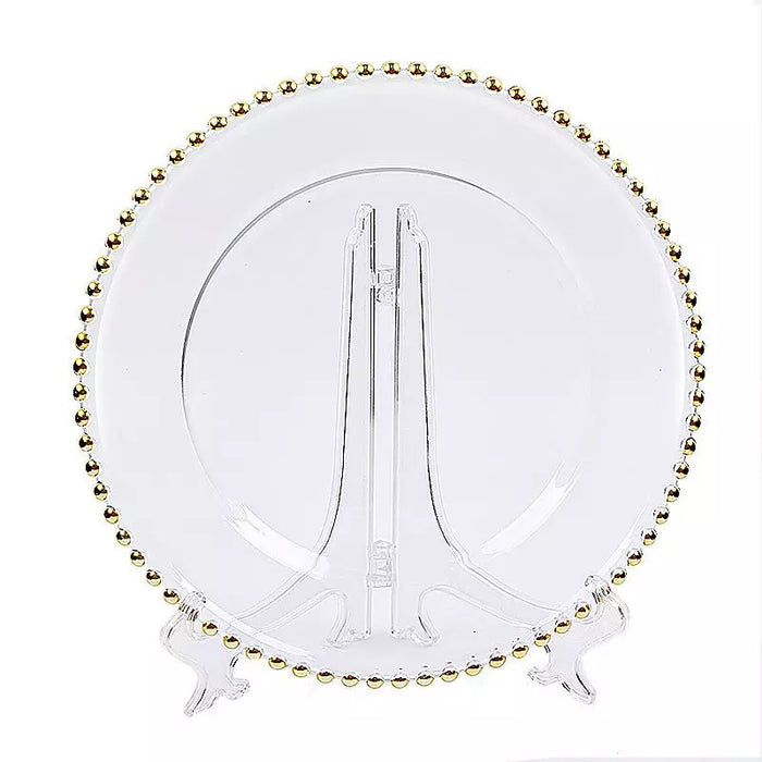 Glazen onderbord met gouden parels , Serveerbord Ø 32cm