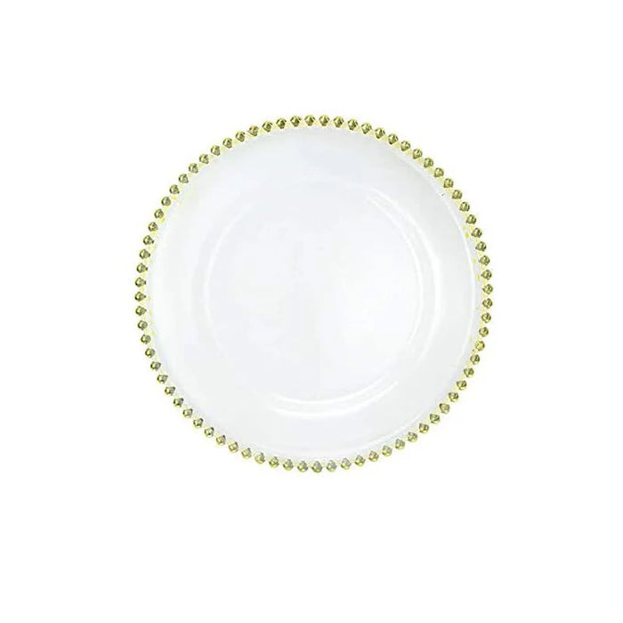 Glazen onderbord met gouden parels , Serveerbord Ø 32cm