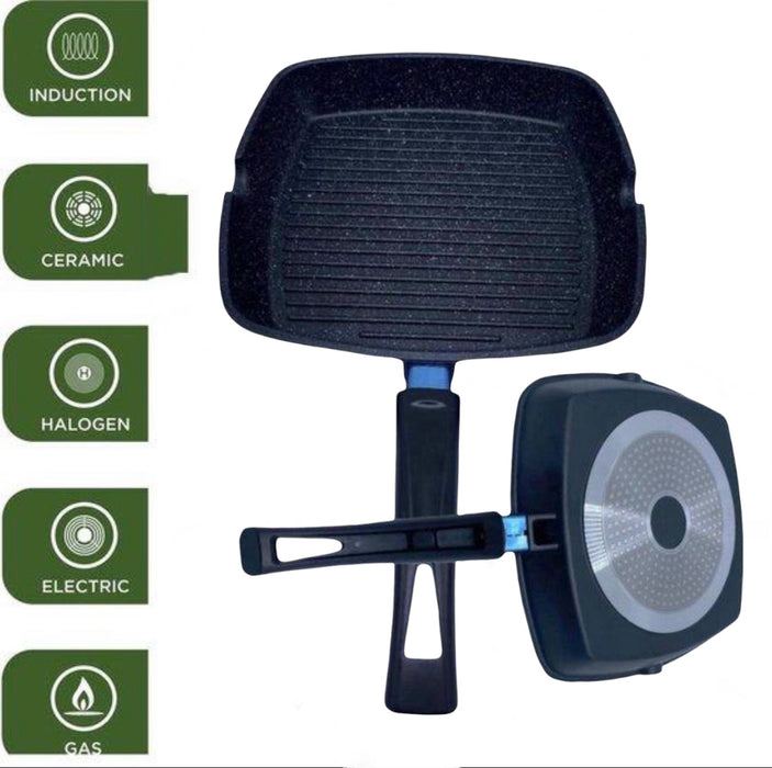 Grillpan vierkant ,inductie en Gas - (28cm)