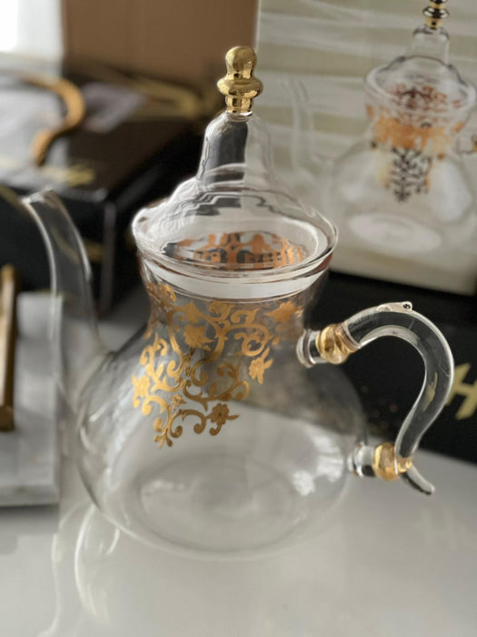 Glas theepot goud 1,5L