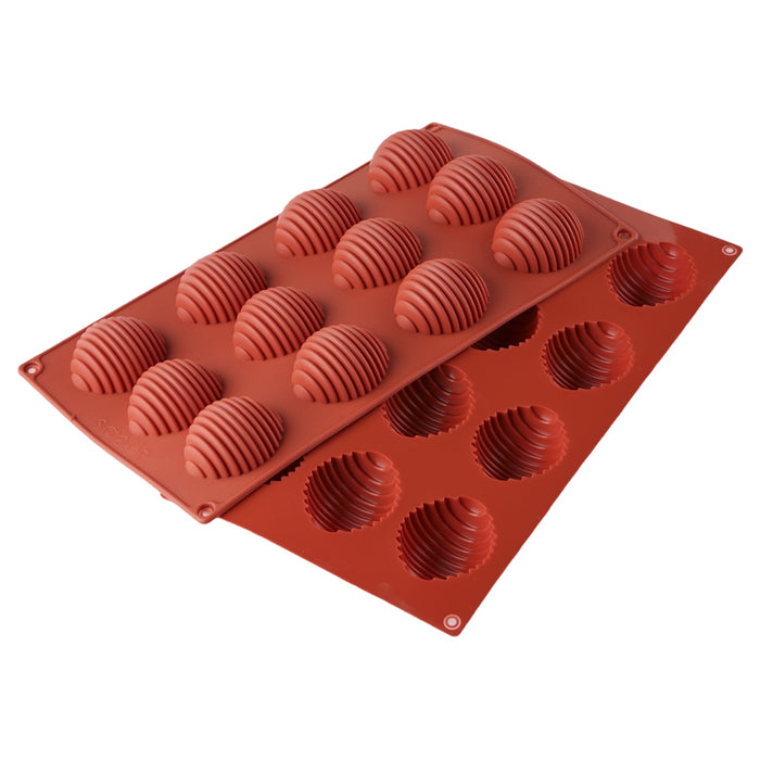 siliconen ovale vorm met streepjes, bakvormpjes - 12